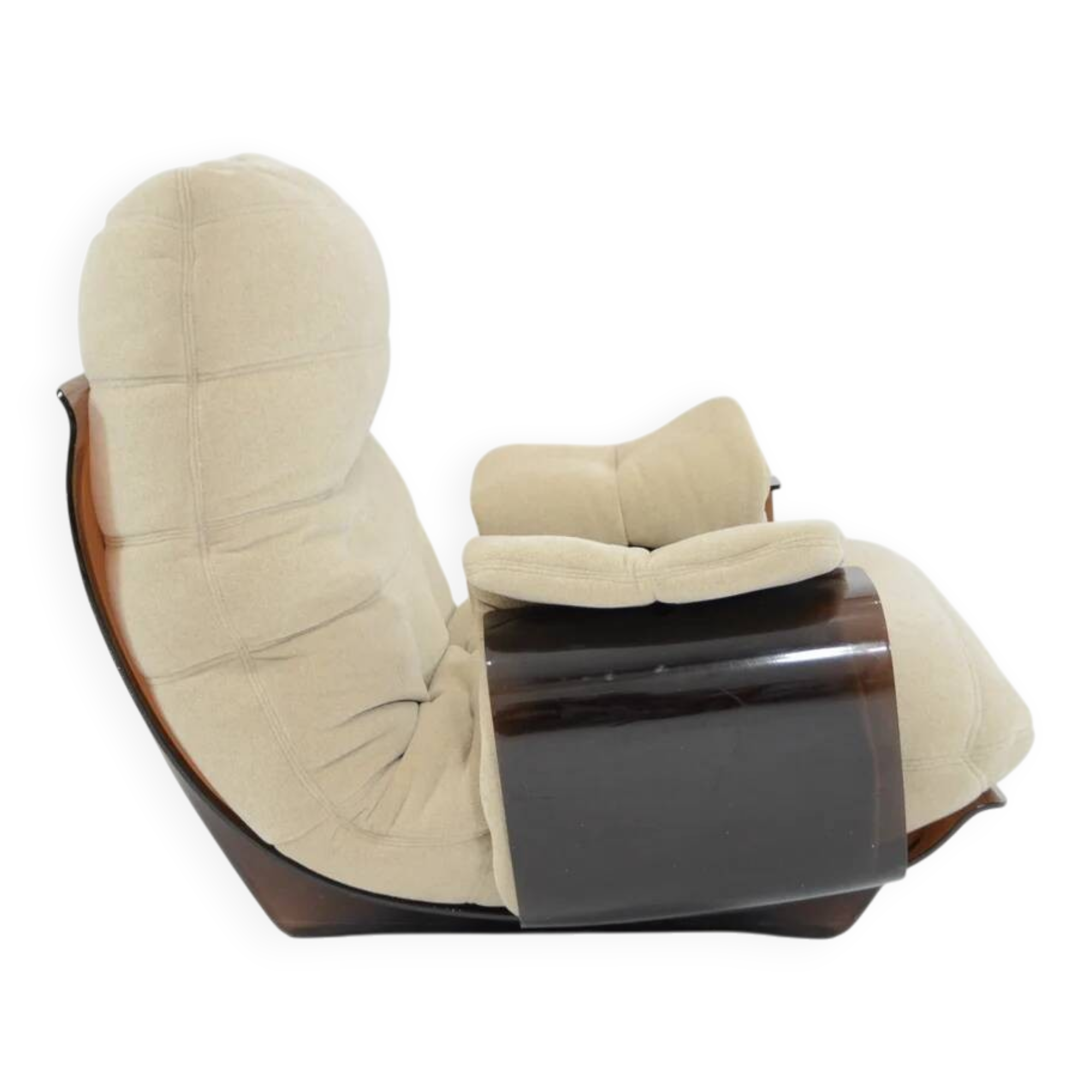 Marsala armchair and its light beige Ligne Roset footrest.