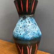 West Germany vase by Scheurich model 523-21 blue, black and red