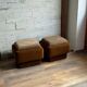 Ottomans Mid-Century Modern en marron et beige, années 1950, ensemble de 2