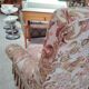 Antique armchair fully restored with brass wheels.