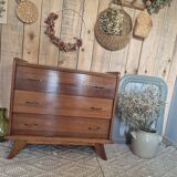 Vintage Scandinavian chest of drawers with compass feet
