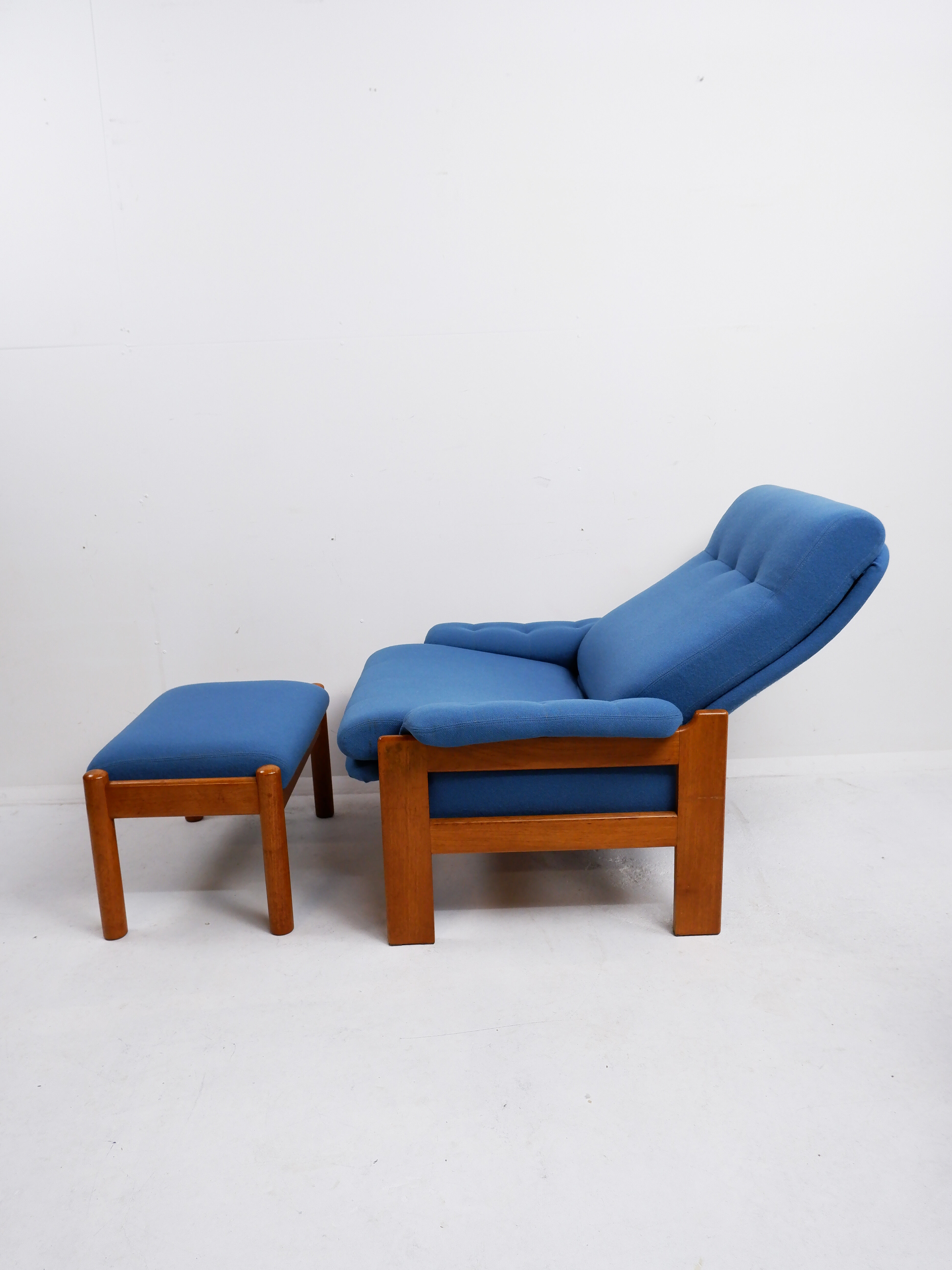 Skippers Mobler lounge chair with ottoman, Denmark 1970s