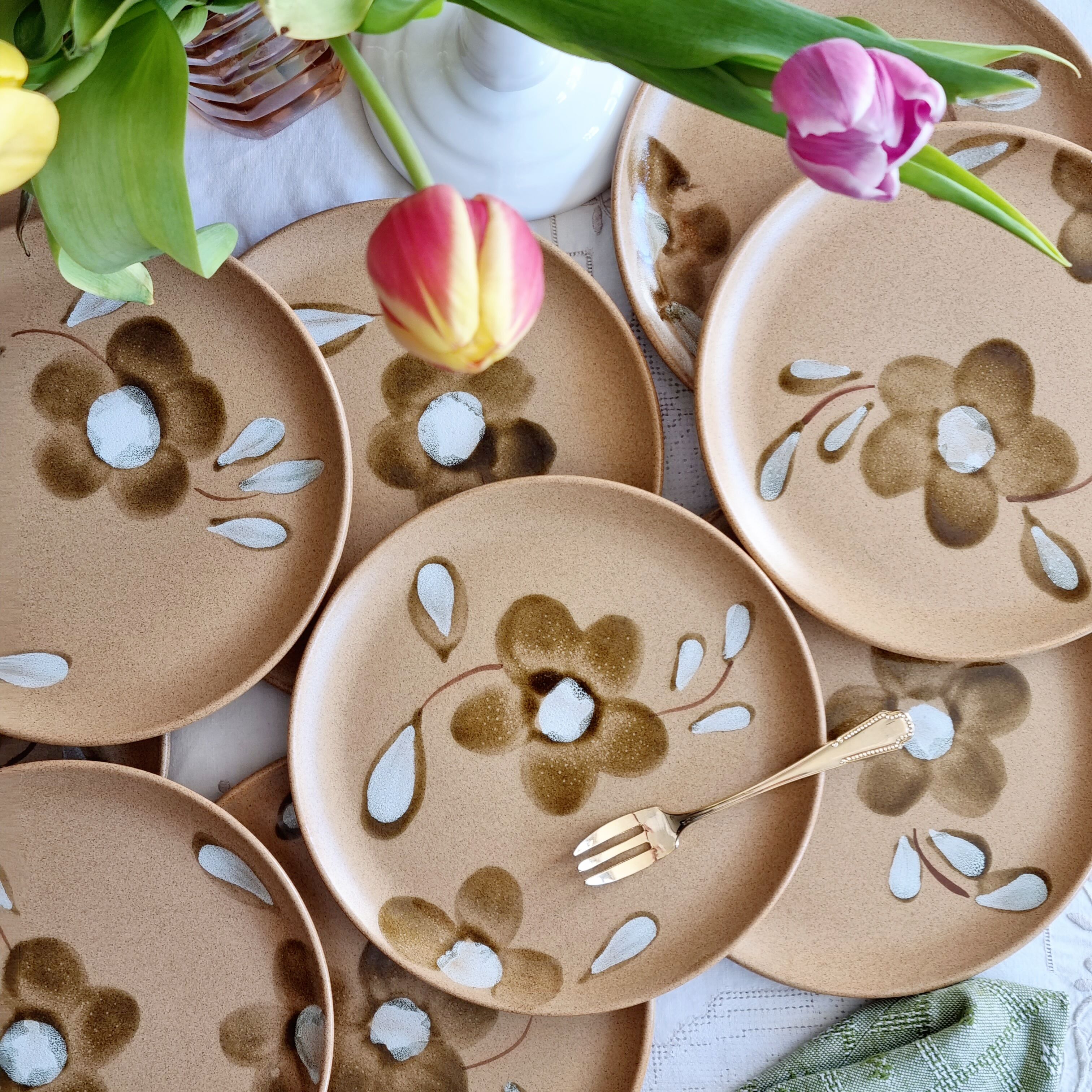 Set of 10 plates with sarreguemines sandstone desserts