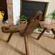 Pair of rustic brutalist tripod wooden chairs farmhouse