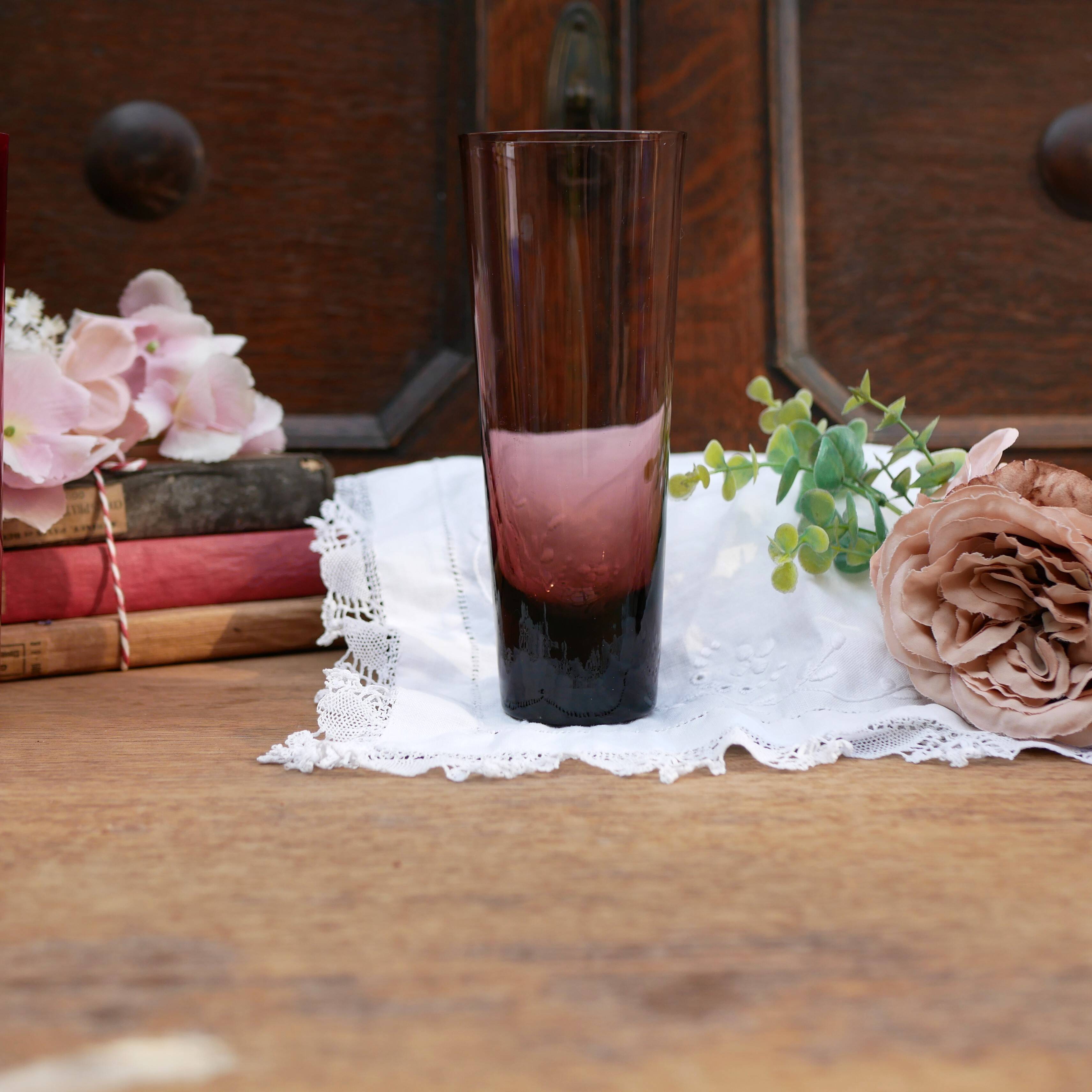 Four handmade colored tall glasses