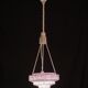 Pink Art Decò Vintage Glass Chandelier, 1950
