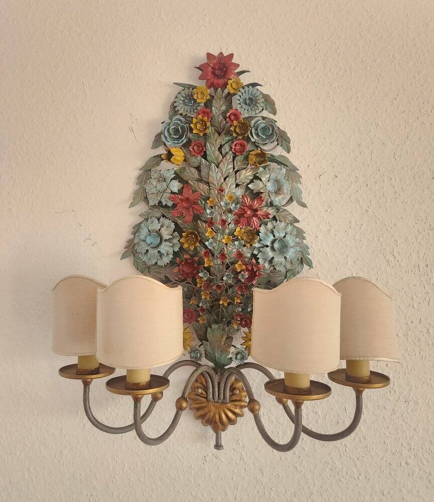 XL Large 2 Light polychrome vintage Ciani Firenze wall lamp, Italy 1970s