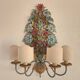XL Large 2 Light polychrome vintage Ciani Firenze wall lamp, Italy 1970s