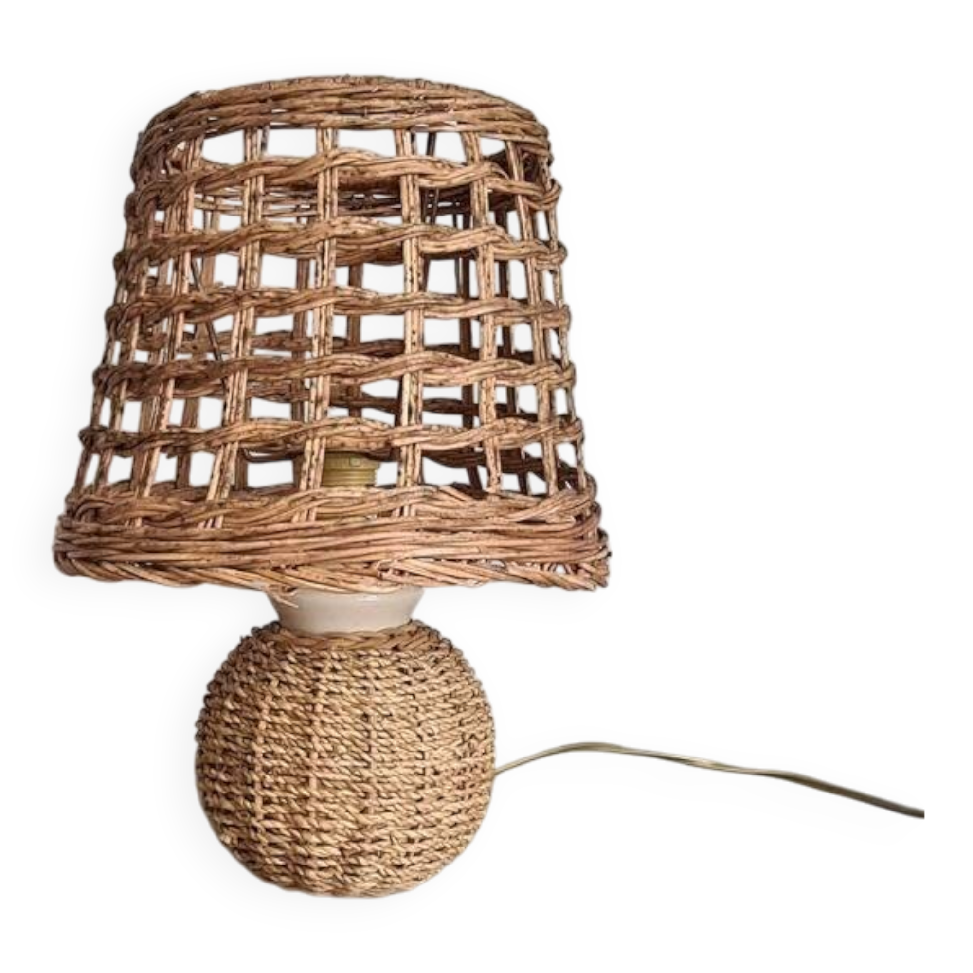 Vintage wicker and rattan lamp – natural bohemian lamp