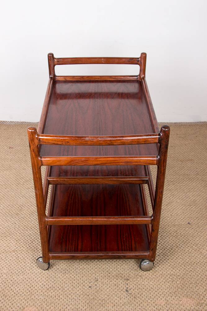 Danish Rosewood Serving Trolley, 3 Tier by Johannes Andersen for Silkeborg 196