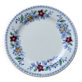 Vintage Gien earthenware flat plate with floral pattern on the border