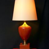 Le Dauphin leather lamp, mid-century, France, signed