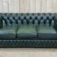 Chesterfield 3-seater sofa in green leather from the 80s