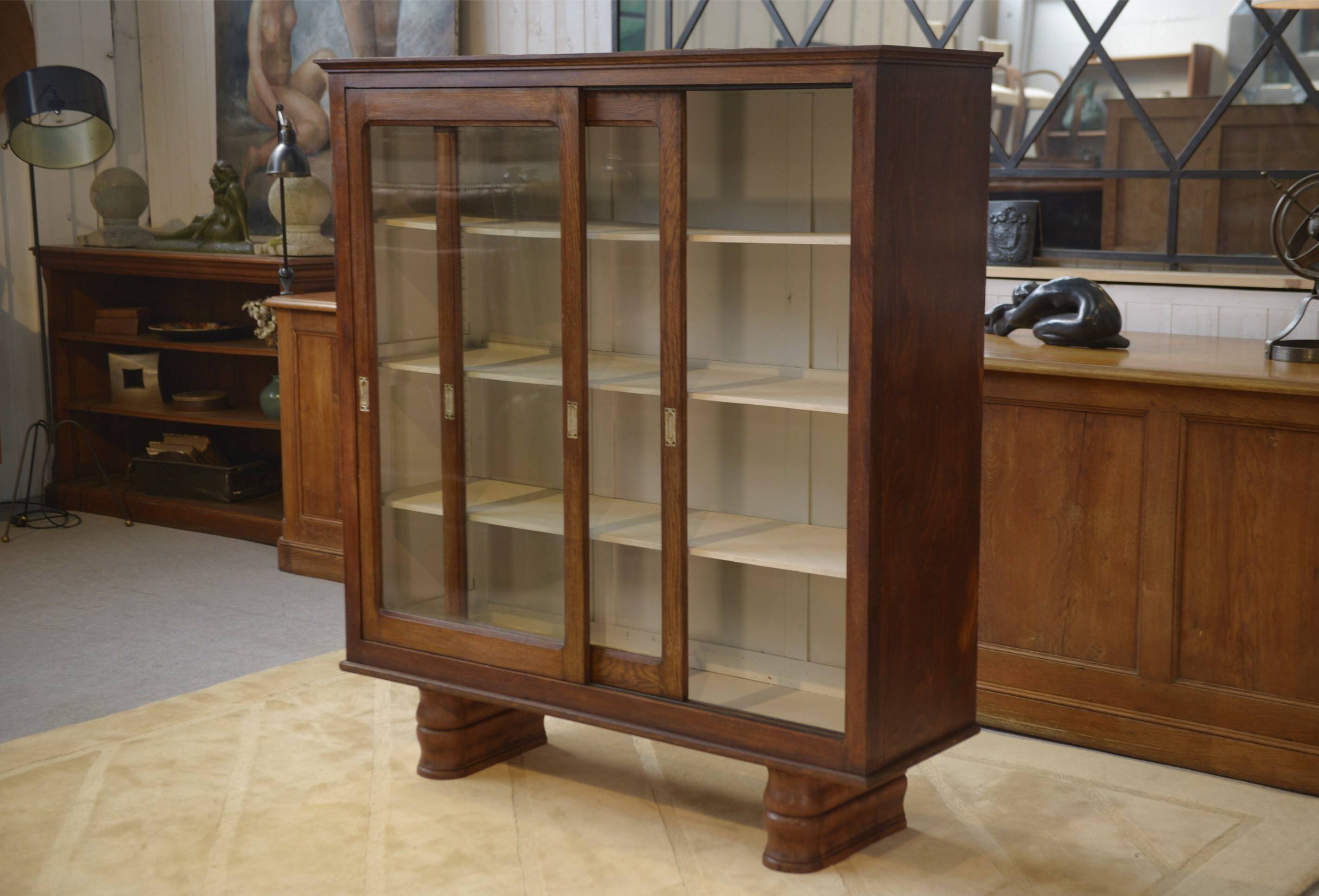 1940s oak display cabinet