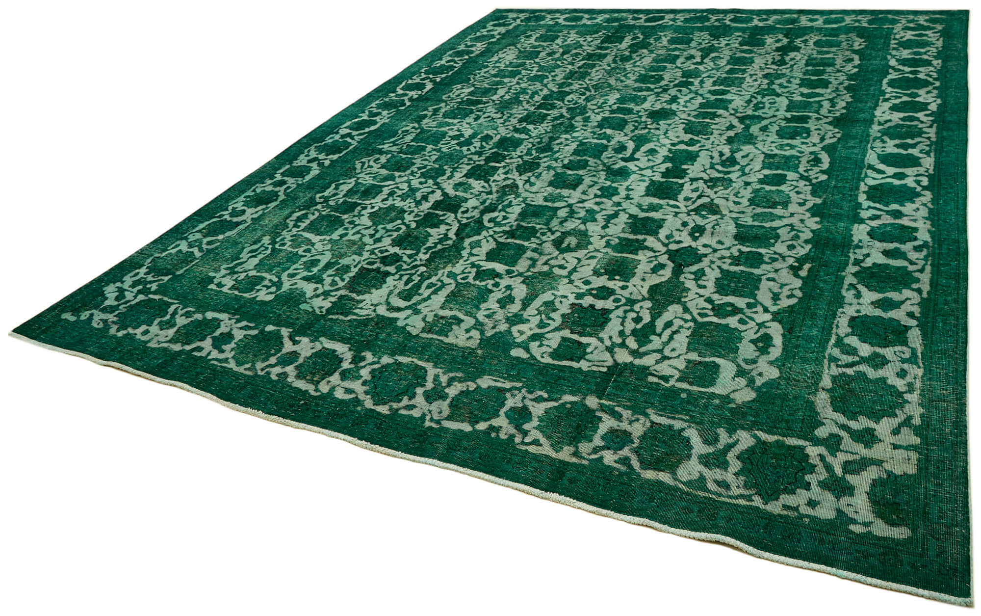 Handmade oriental contemporary 1980s 302 cm x 385 cm green wool carpet