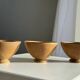Set of 3 vintage mini bowls on foot, stoneware on pedestal H9 D10.
