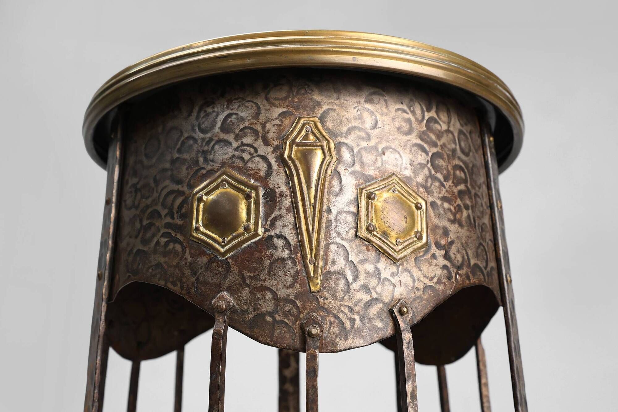 Art Nouveau wrought iron and brass high console Wiener Secession style