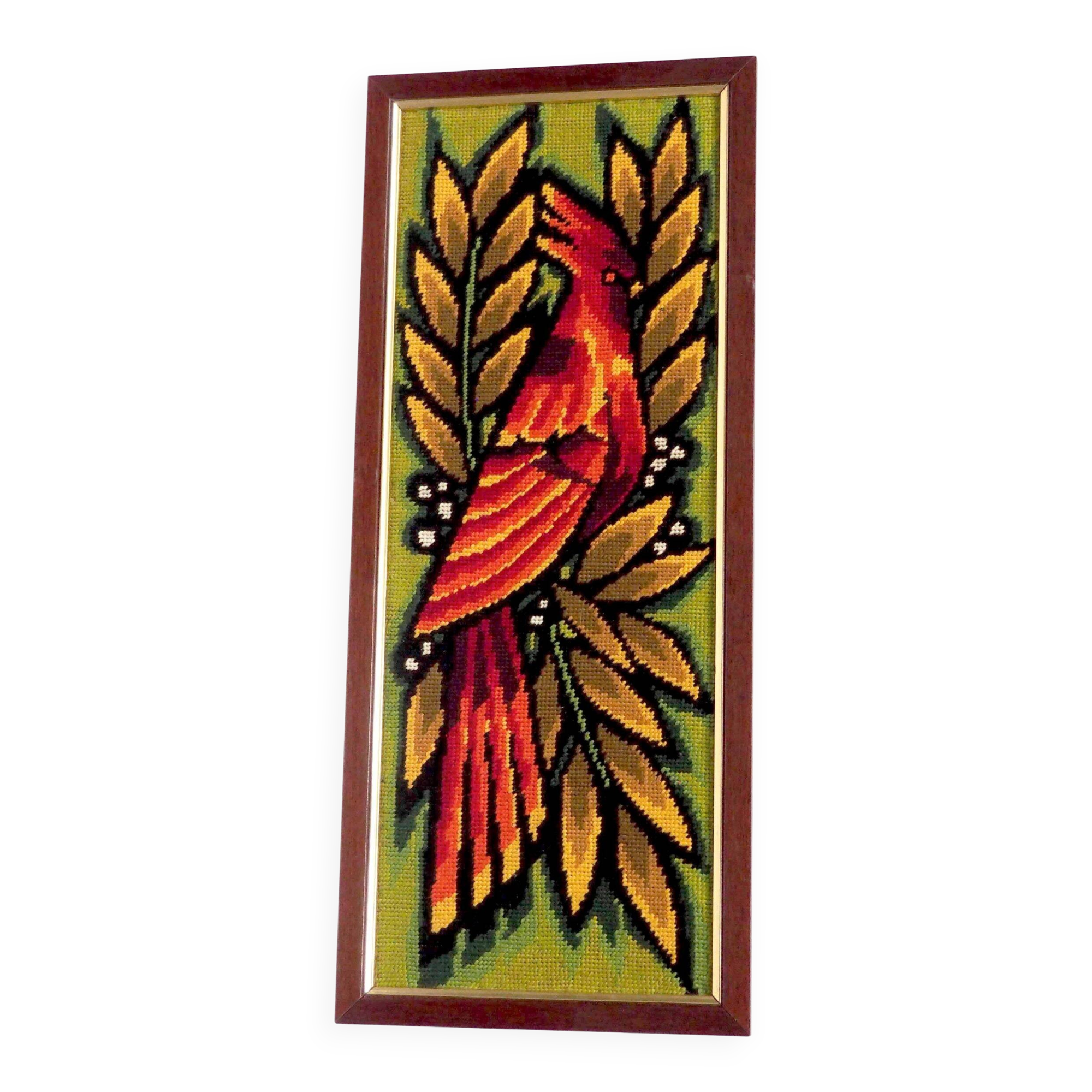 Framed tapestry of island birds