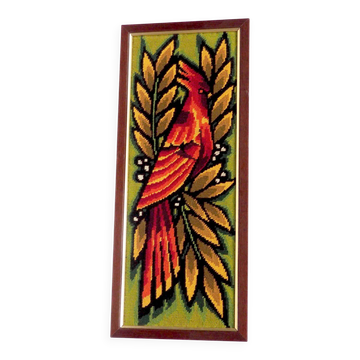 Framed tapestry of island birds