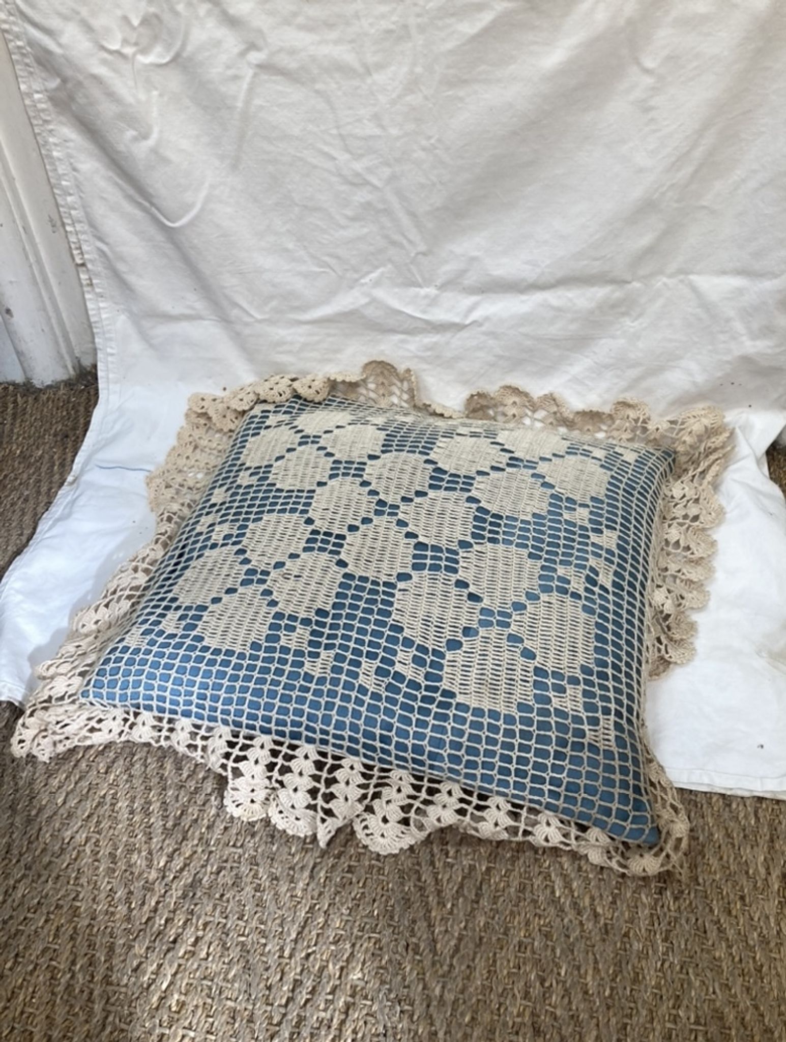 Vintage crochet cushion, from 1970