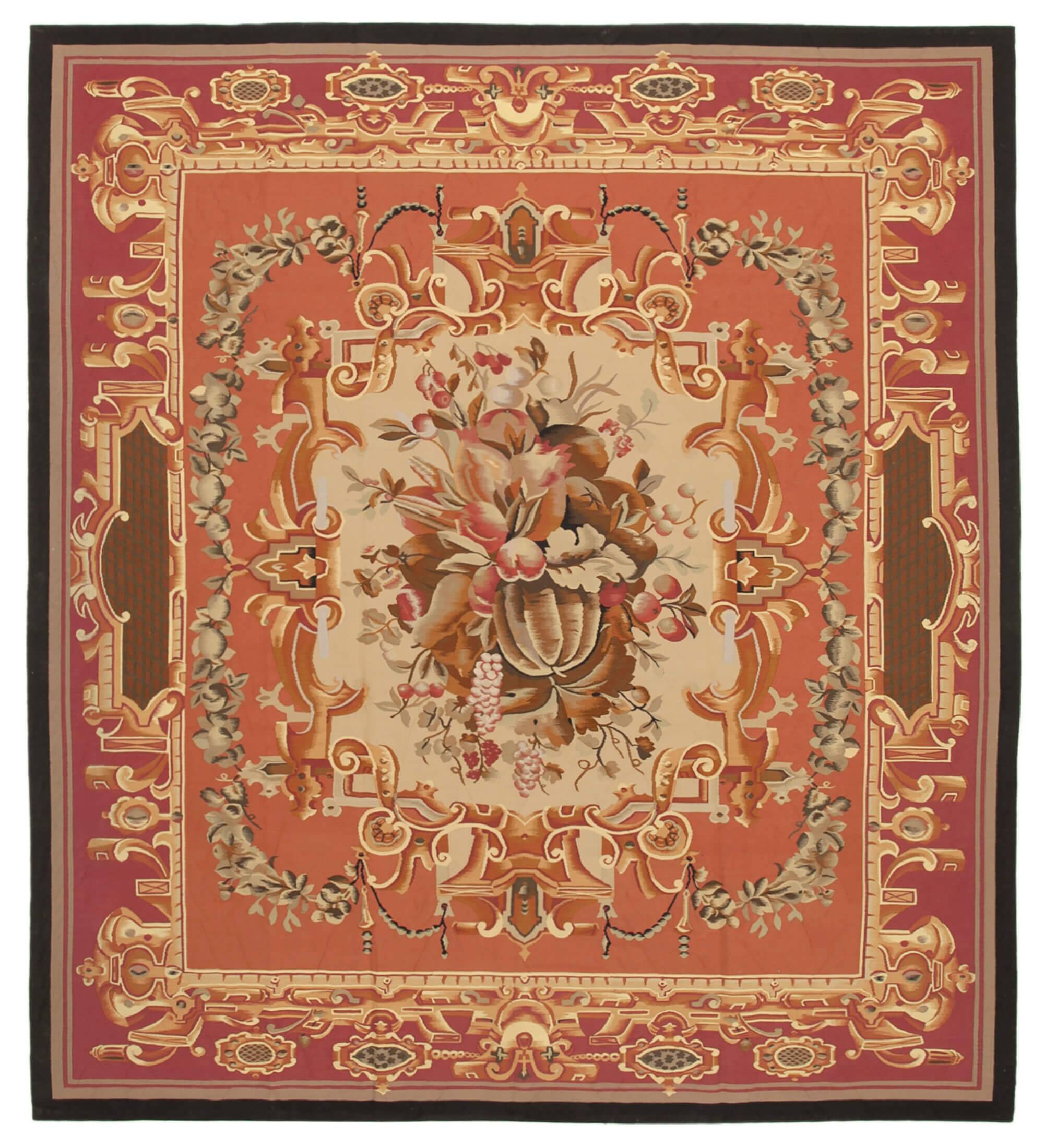 Handmade European Vintage Aubusson Kilim 306 cm x 335 cm