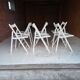 Set of 6 White Wooden Folding Chairs Vintage Scandinavian Style 1980s