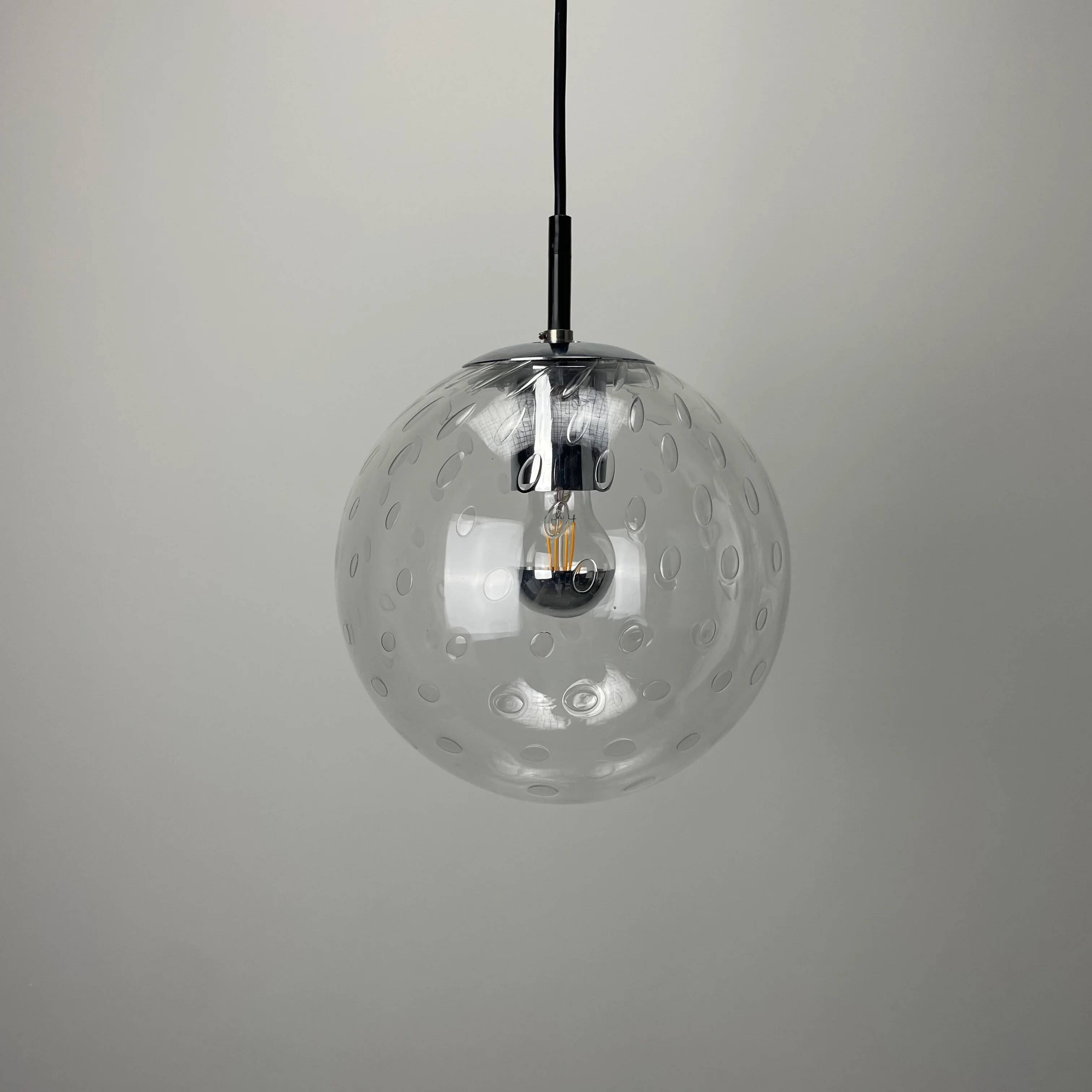 Set of 3 bubble glass pendant lamps by RAAK Amsterdam 1960