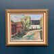 Original Mid Century Swedish Oil On Canvas – “Suburbia” By Erik Hult