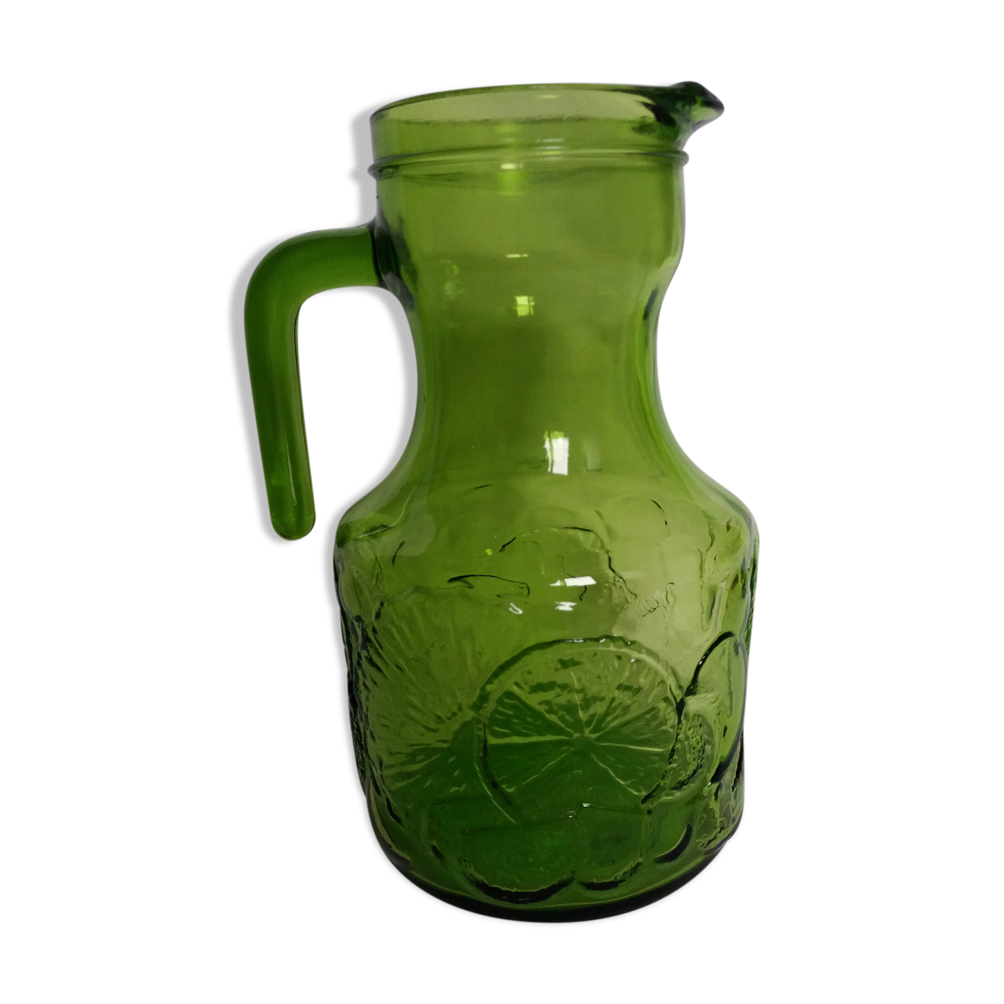 Italian orangeade carafe pitcher in green glass
