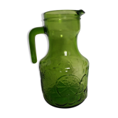 Pichet carafe à orangeade d'Italie en verre vert