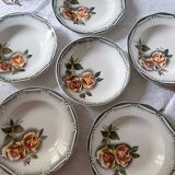 6 hollow plates in vintage earthenware by Digoin Sarreguemines - models Odile and Adèle