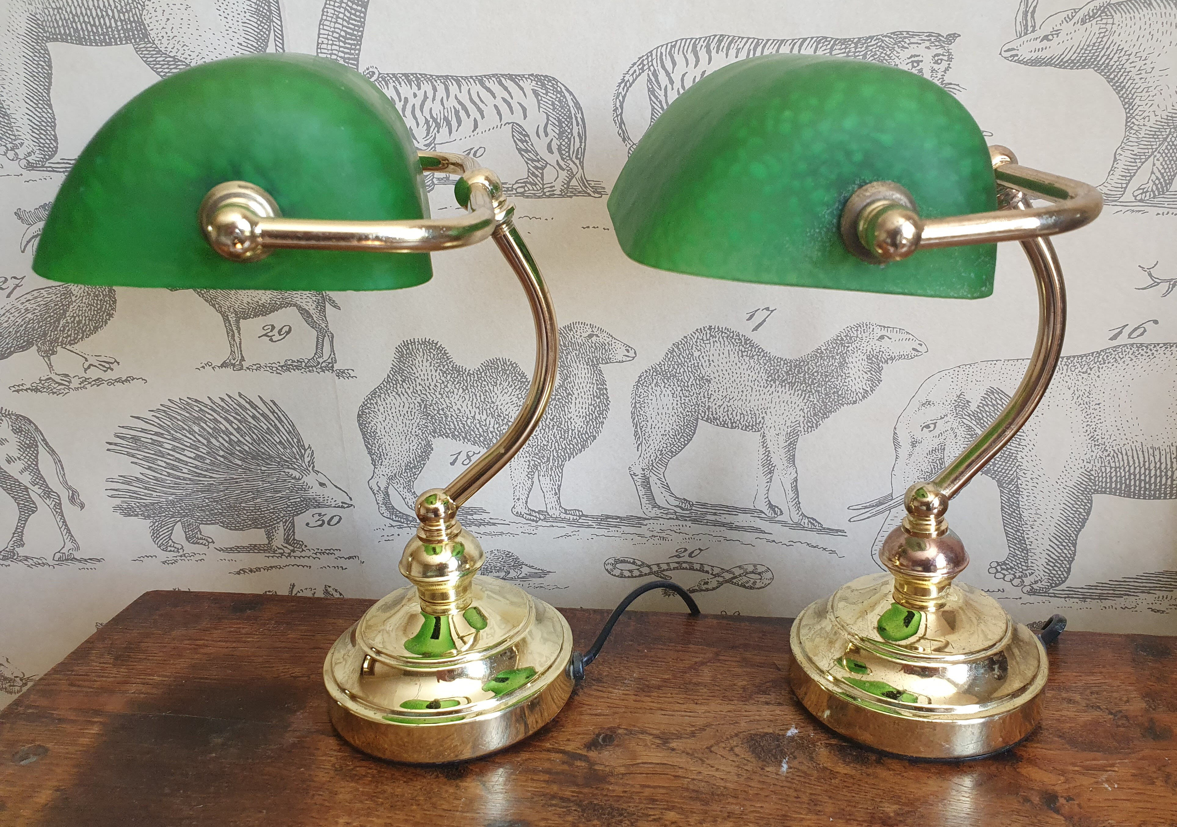 Pair of notary or banker lamps