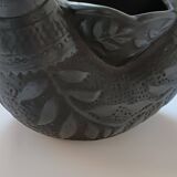 Zoomorphic vase with double birds in black clay from Marginea, Romania.