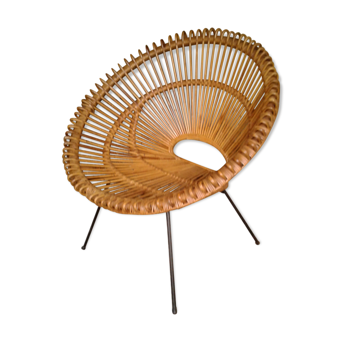 Fauteuil en rotin des années 50