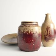 Unique Oxblood Glazed Stoneware Pieces, By Henning Nilsson, Set of 3