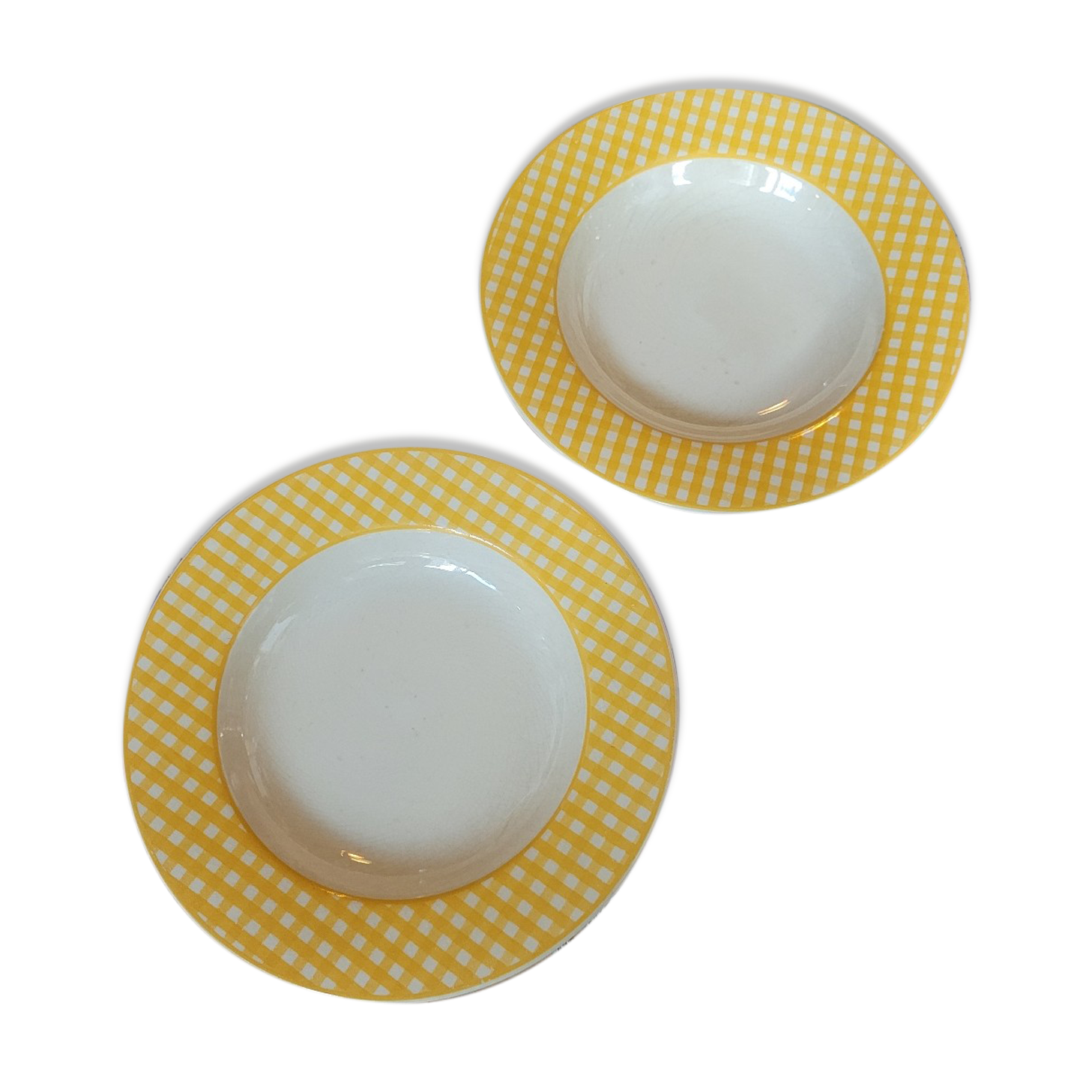 Set of 2 hollow plates opaque porcelain
