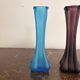 Antique Pair of Art Nouveau Frosted Glass Soliflore Vases in Blue and Purple