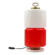 Space Age Red and white glass cylindrical table lamp, Italy 1970s
