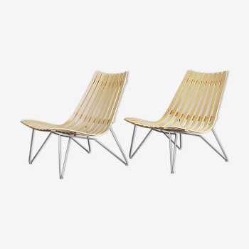 A Pair of Norwegian Scandia Easy Chairs by Hans Brattrud for Fjordfiesta, 1957