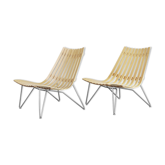 A Pair of Norwegian Scandia Easy Chairs by Hans Brattrud for Fjordfiesta, 1957