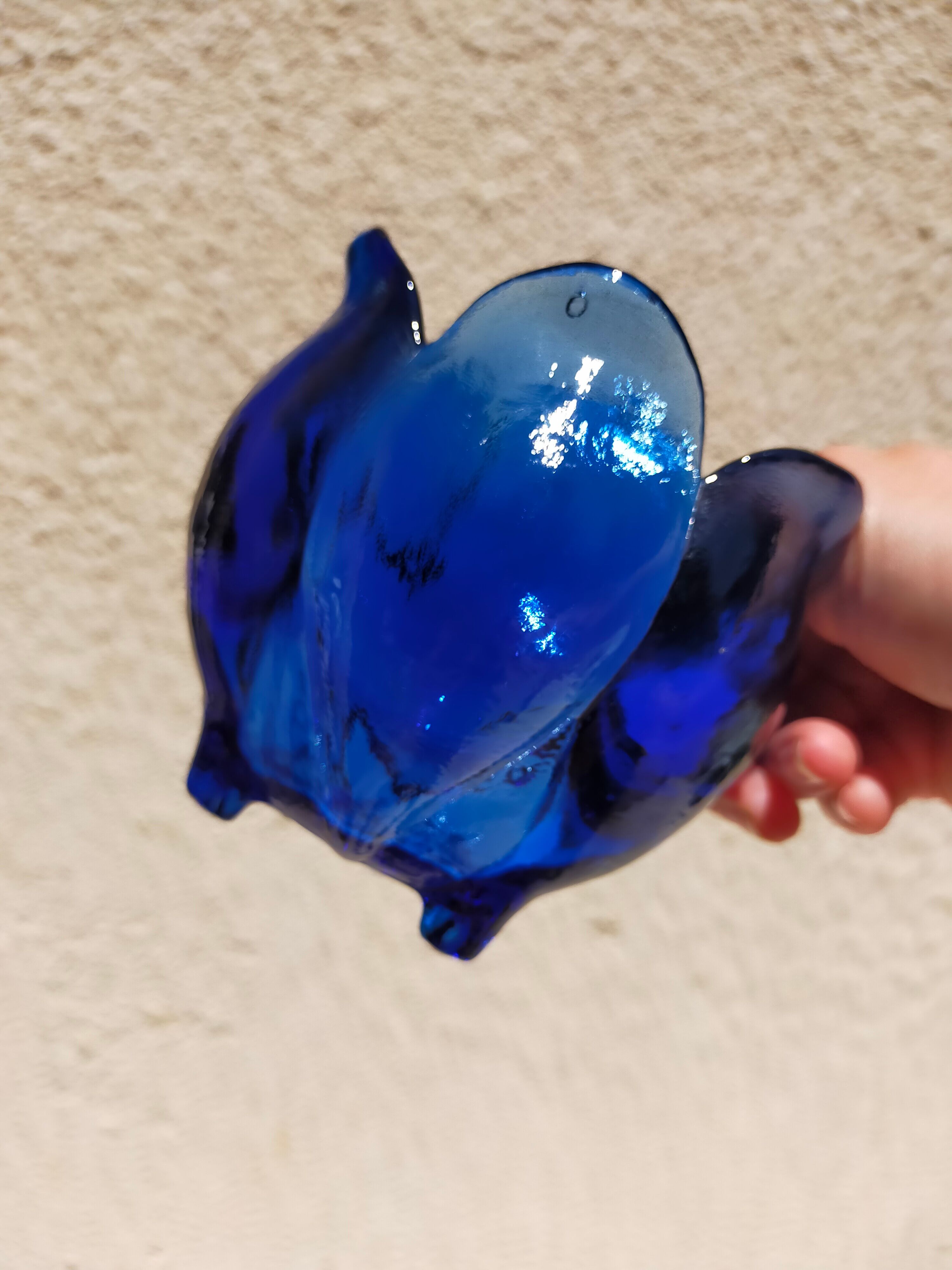 Cobalt blue molded glass vase shaped ball corolla vintage from the 60s