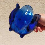 Cobalt blue molded glass vase shaped ball corolla vintage from the 60s