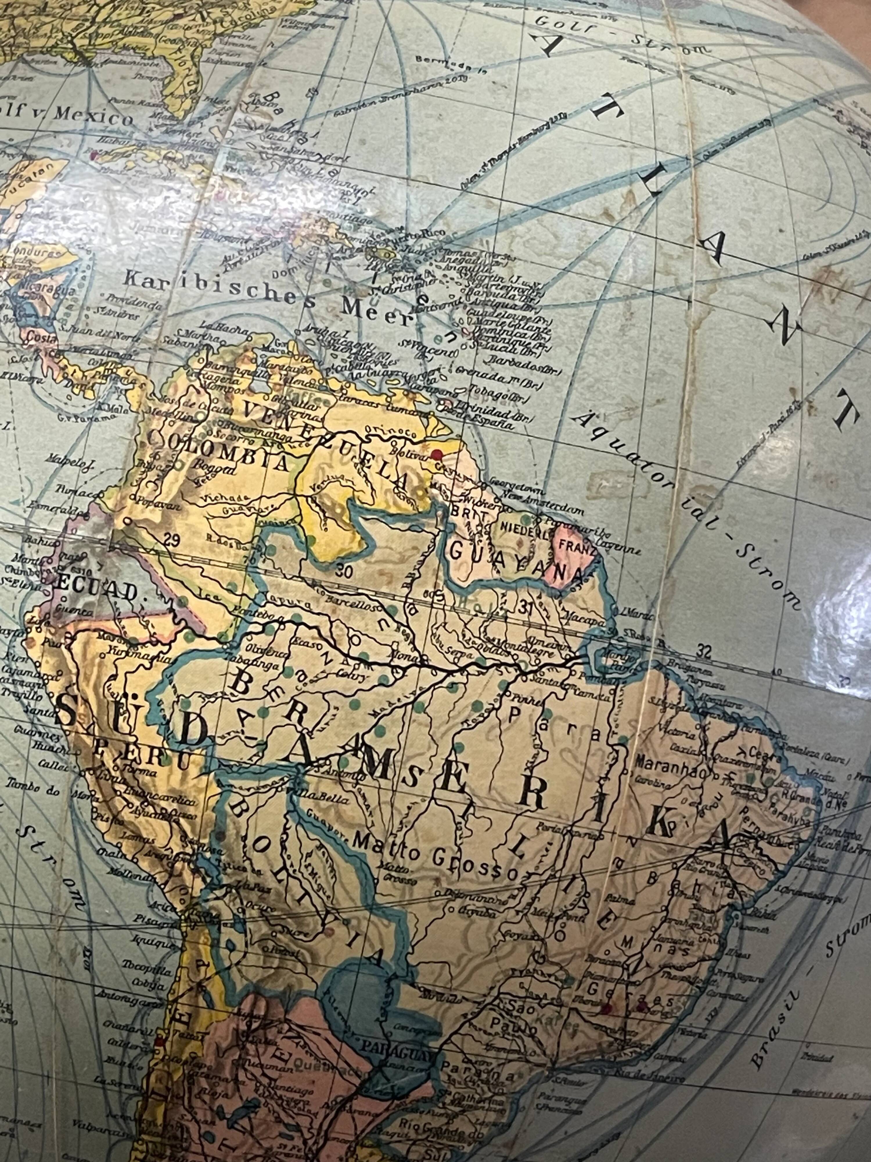 Antique 1920s German table globe by renowned makers Columbus