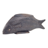 Vintage African Fish Storage Container in Hand-Carved Ebony, 1950s
