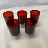 Set of 5 red glasses