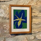 Iris Canvas Painting in Antique Wooden Frame