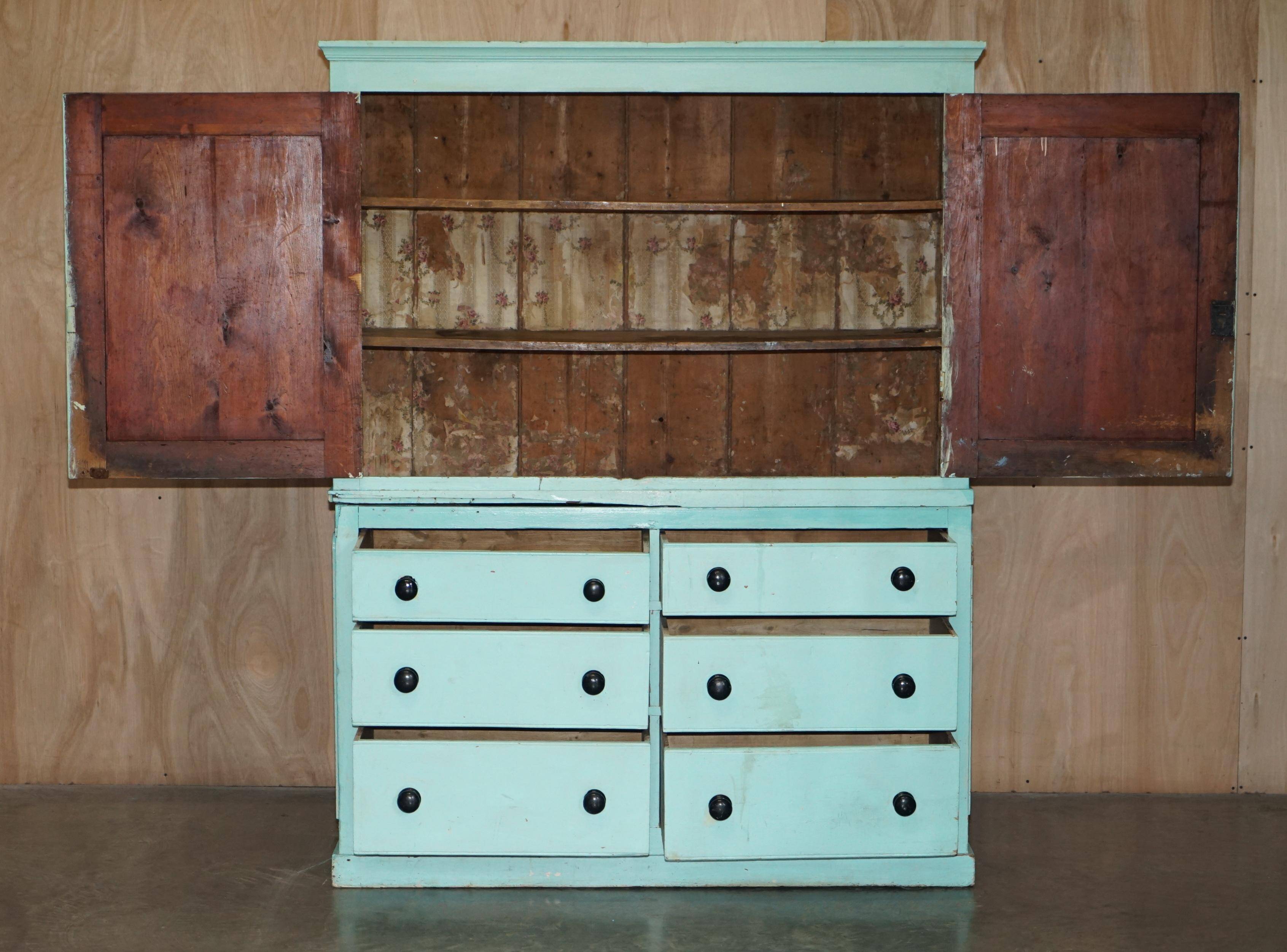 Painted pine linen cupboard or Victorian pantry circa 1860