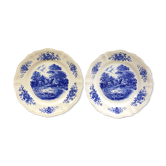 Lot de 2 assiettes décor Romantic bleu