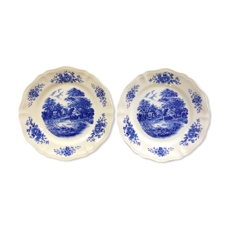 Lot de 2 assiettes décor Romantic bleu