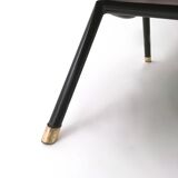 Burgundy Skai, Brass and Metal Lounge Chair, Italy